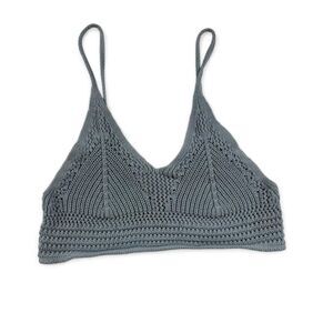 Double Zero Women’s Blue Crochet Top | Size Large | Boho Festival Style